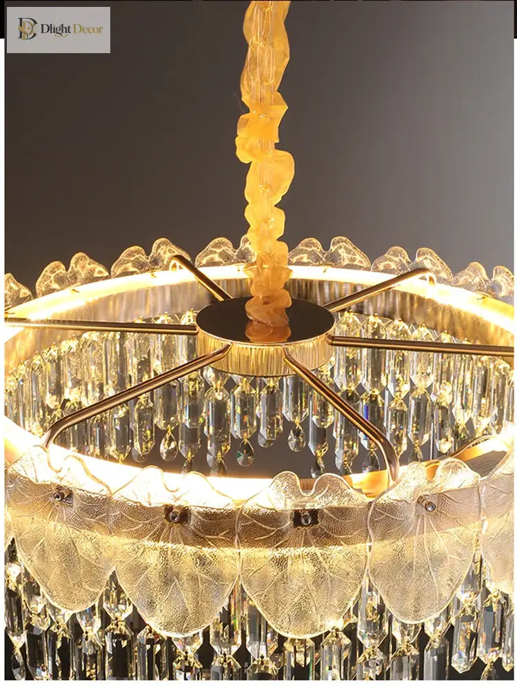 LED Modern Crystal Gold Chandelier | Kitchen Island Lighting
