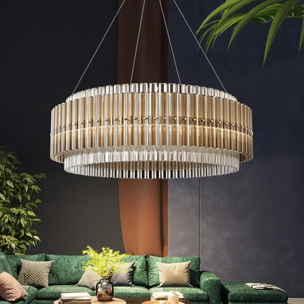 LED Modern Glass Gold Chandelier | Living Room Lighting