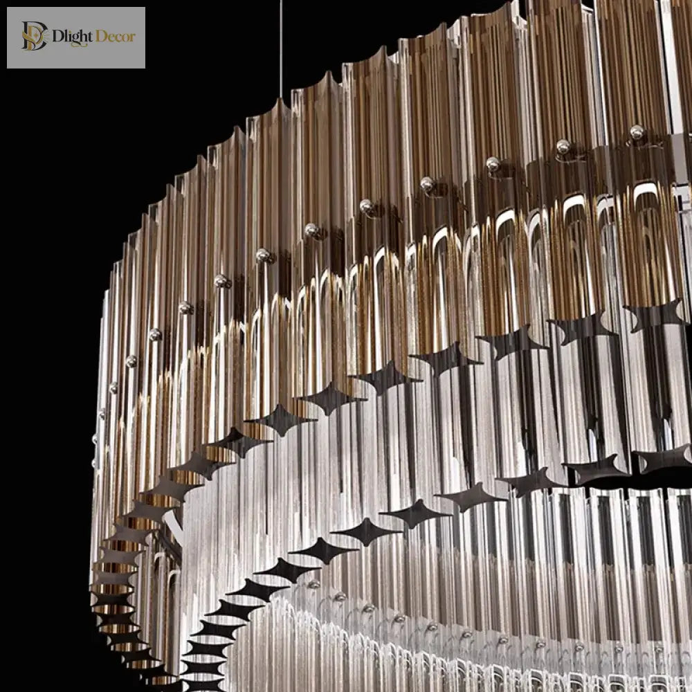 LED Modern Glass Gold Chandelier | Living Room Lighting
