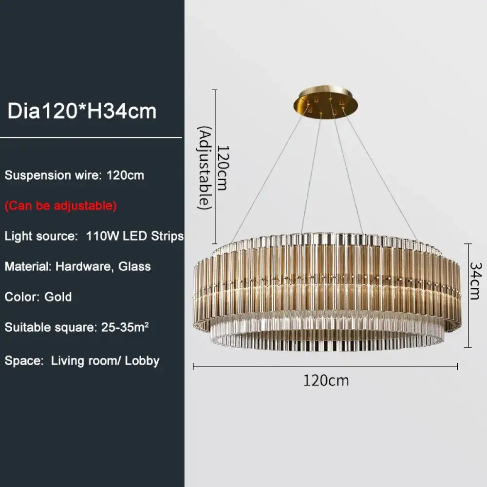 LED Modern Glass Gold Chandelier | Living Room Lighting