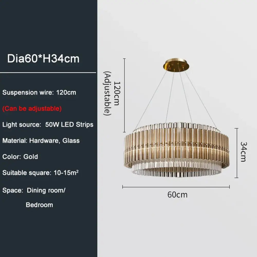 LED Modern Glass Gold Chandelier | Living Room Lighting