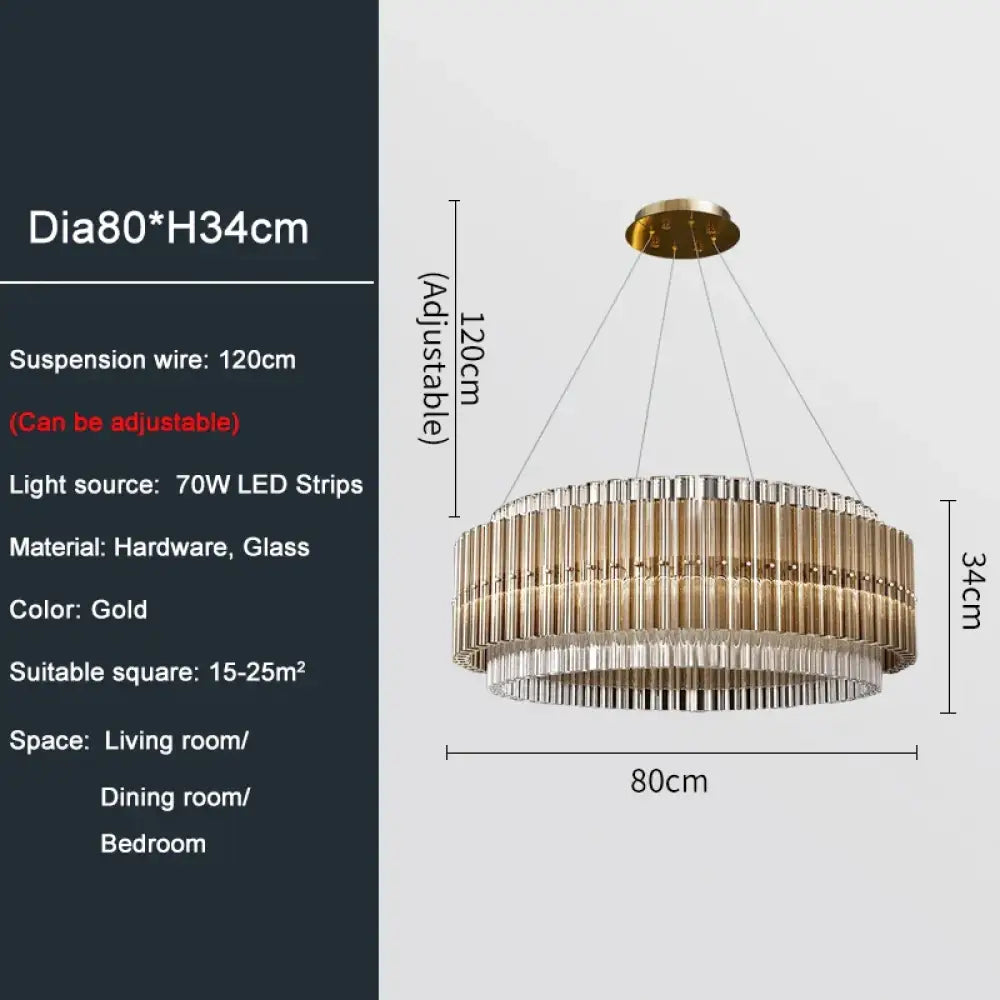 LED Modern Glass Gold Chandelier | Living Room Lighting