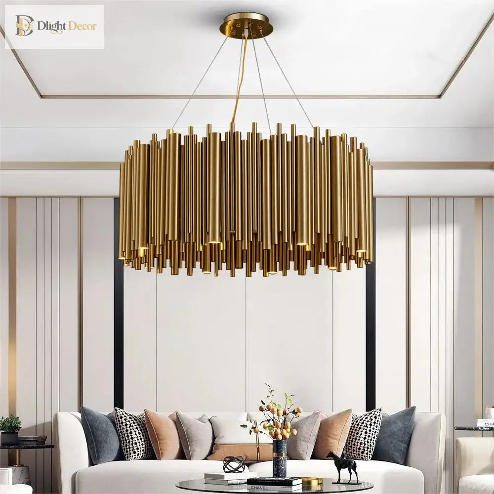 LED Modern Gold Chandelier | Modern Living Room Lighting