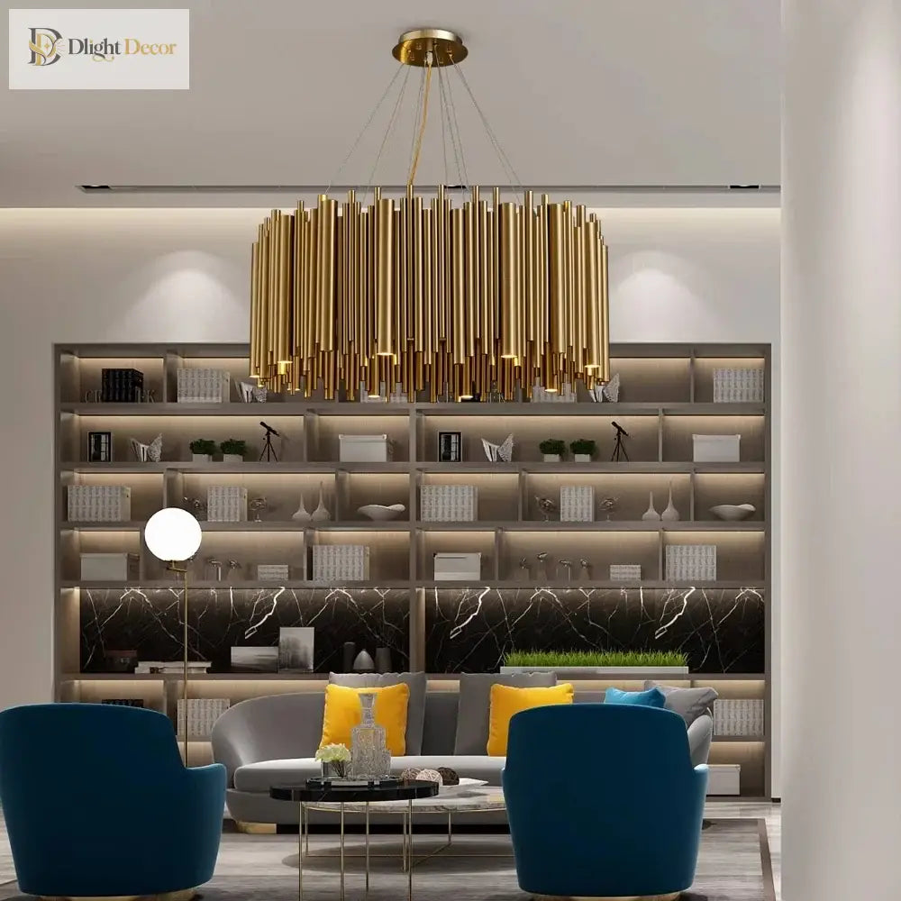 LED Modern Gold Chandelier | Modern Living Room Lighting