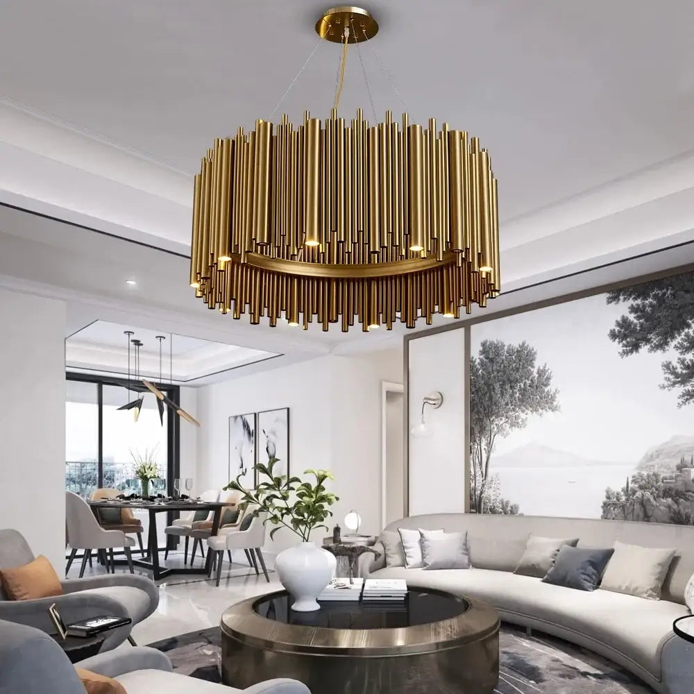 LED Modern Gold Chandelier | Modern Living Room Lighting