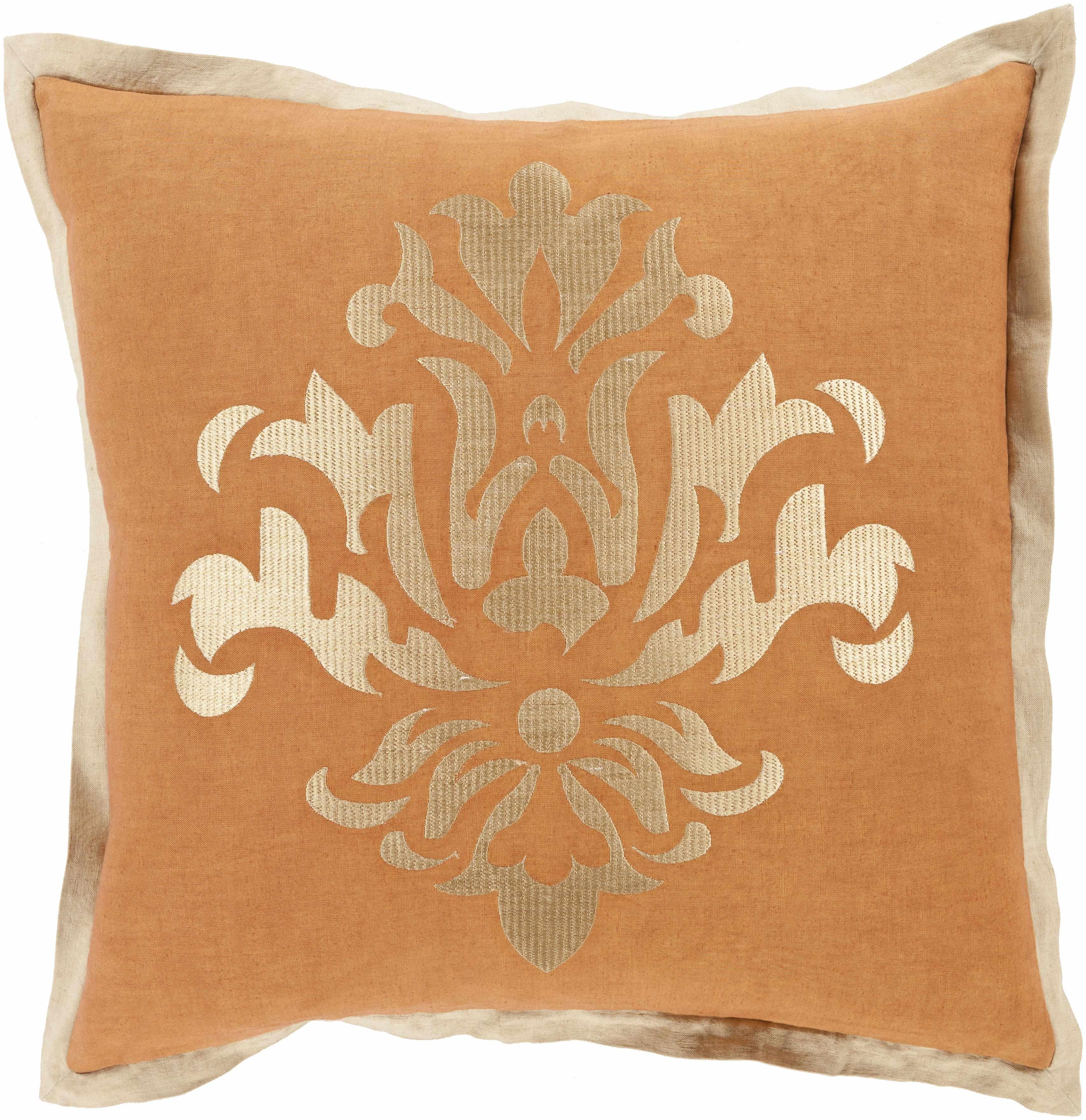 Leyden Rustic Gold Damask Throw Pillow - Clearance - PRHOMZ