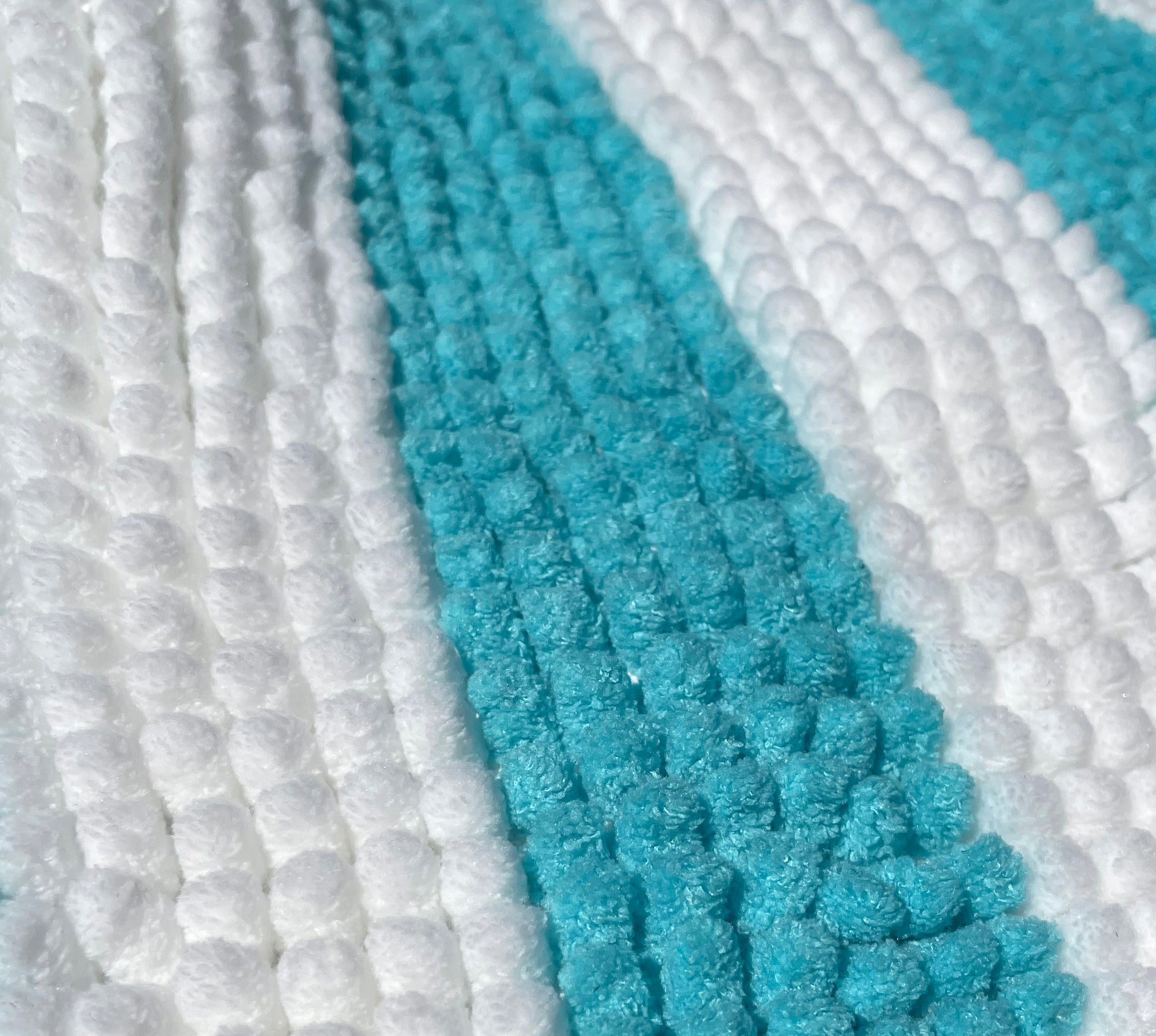 2 Piece Set Light Blue Stripe Soft Cozy Plush Chenille Bath Mat Bathroom Rug