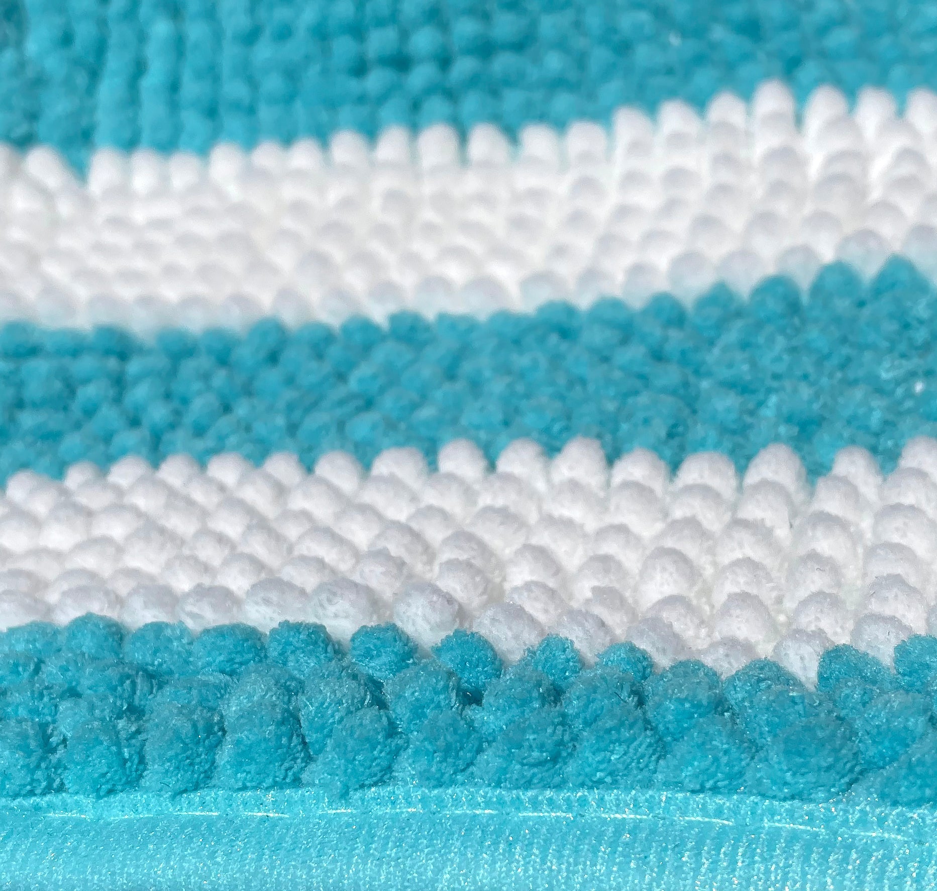 2 Piece Set Light Blue Stripe Soft Cozy Plush Chenille Bath Mat Bathroom Rug