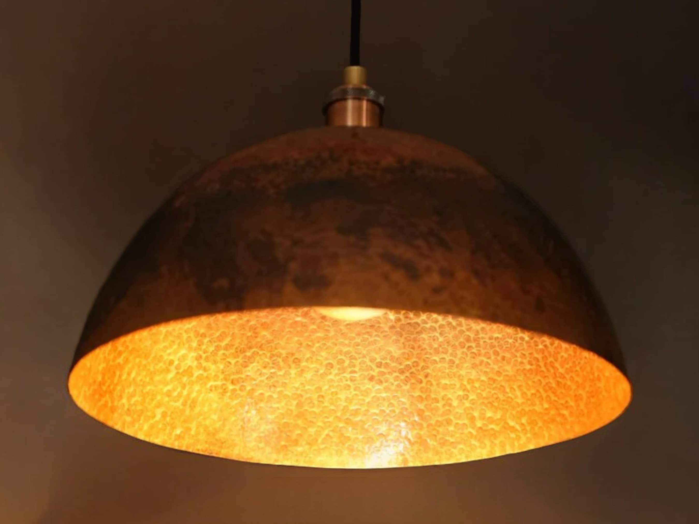 Oxidized Copper Pendant Light - Dome Ceiling Light Fixture for Kitchen Island & Dining Room-1