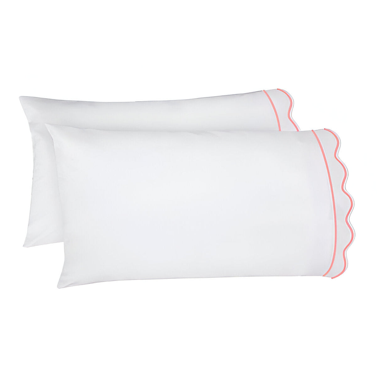 400TC Cotton Scallop Embroidery & Border Sateen Solid Pillowcases (Set Of 2)