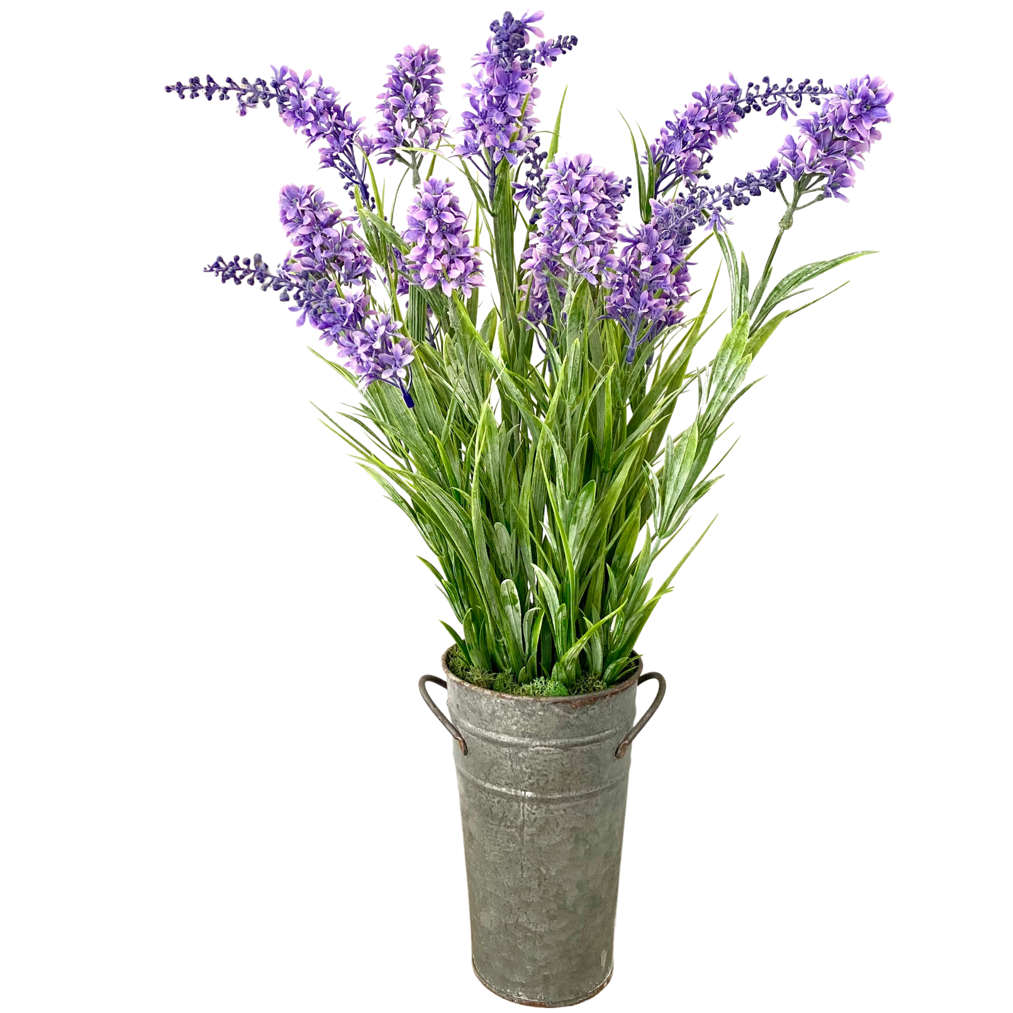 Silk lilac flower arrangement in french pail - 20"-2