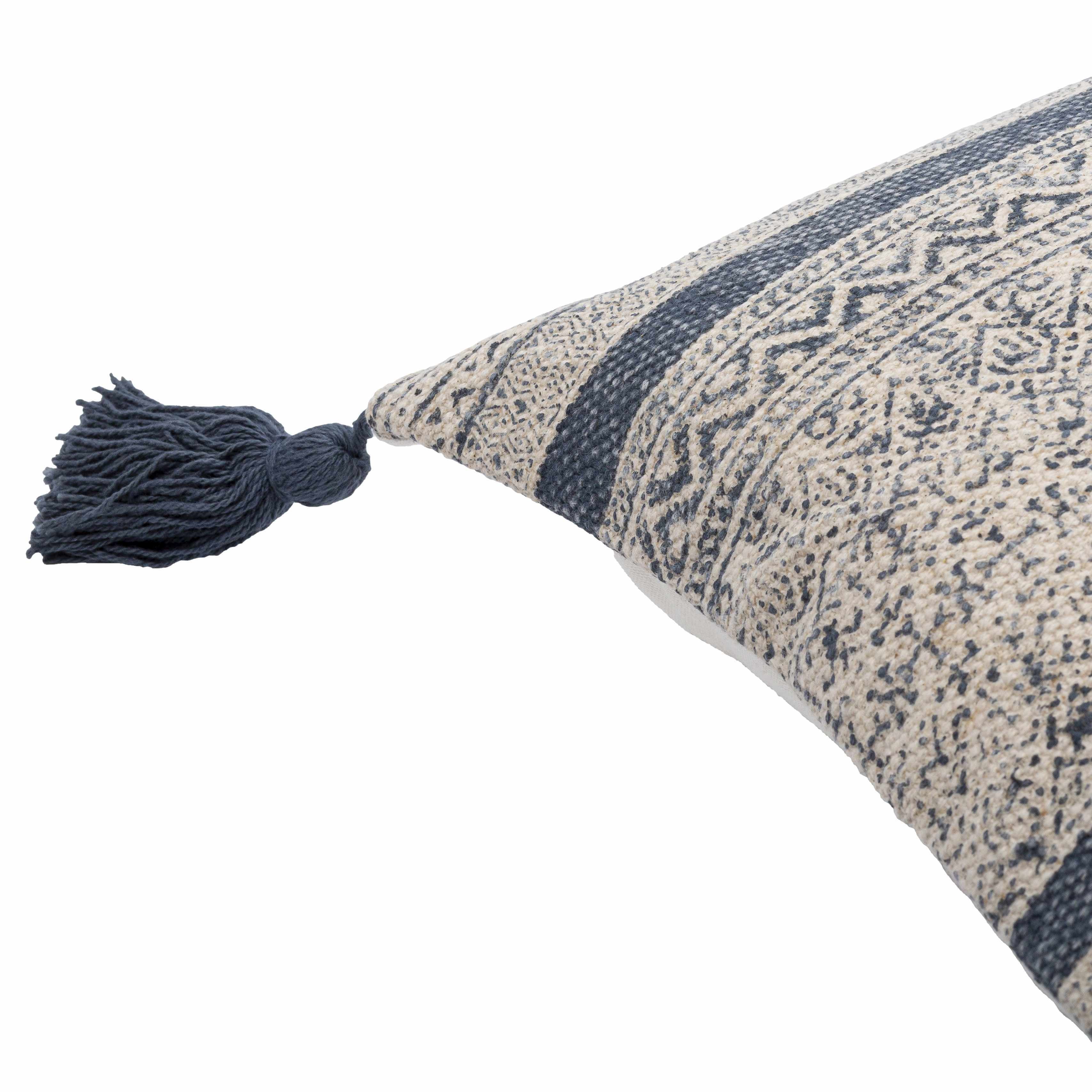 Linaon Navy Tassel Geometric Lumbar Pillow-2