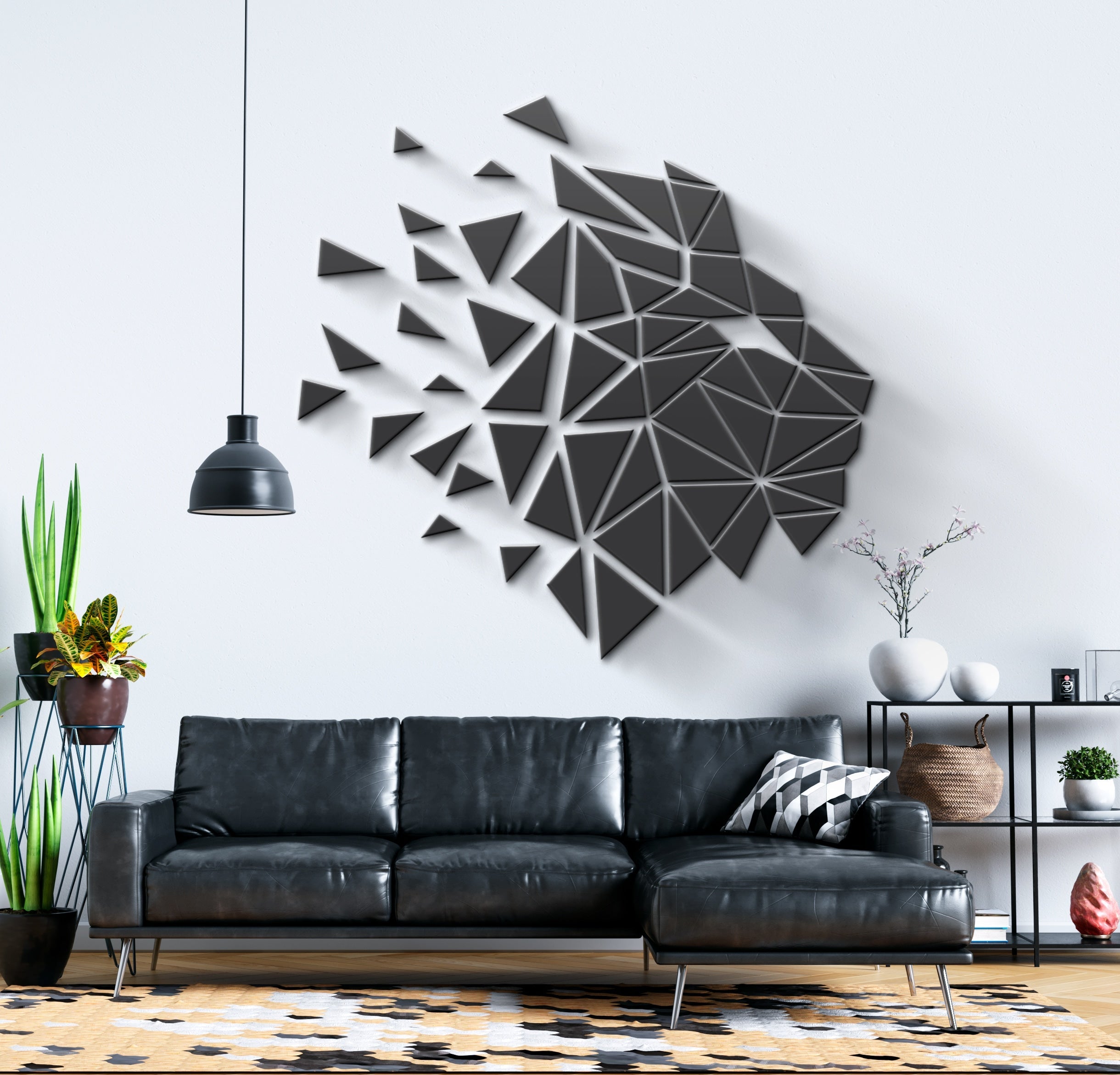 Geometric Lion Head 3D Wall Art-0