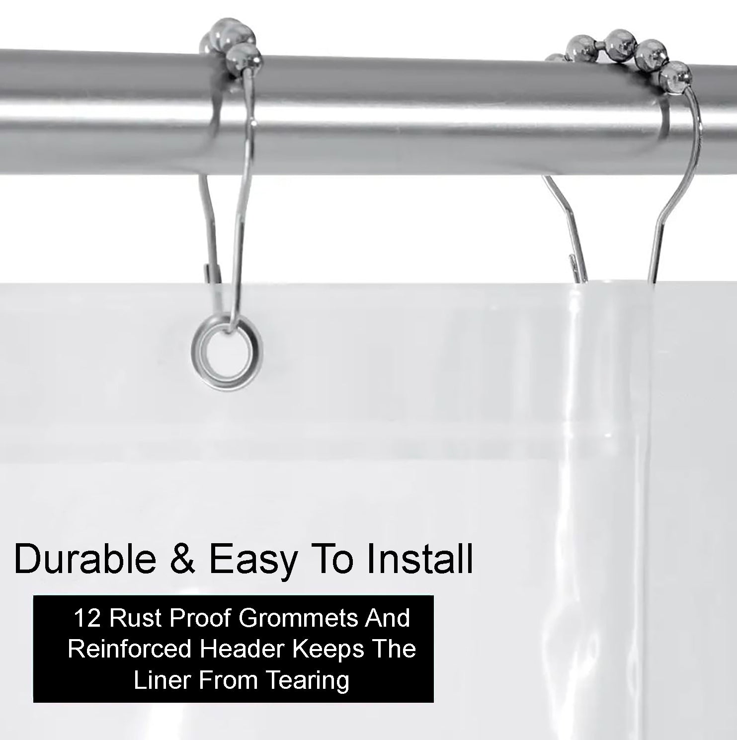 70" x 72" - Clear Transparent Vinyl Shower Curtain Liner Waterproof
