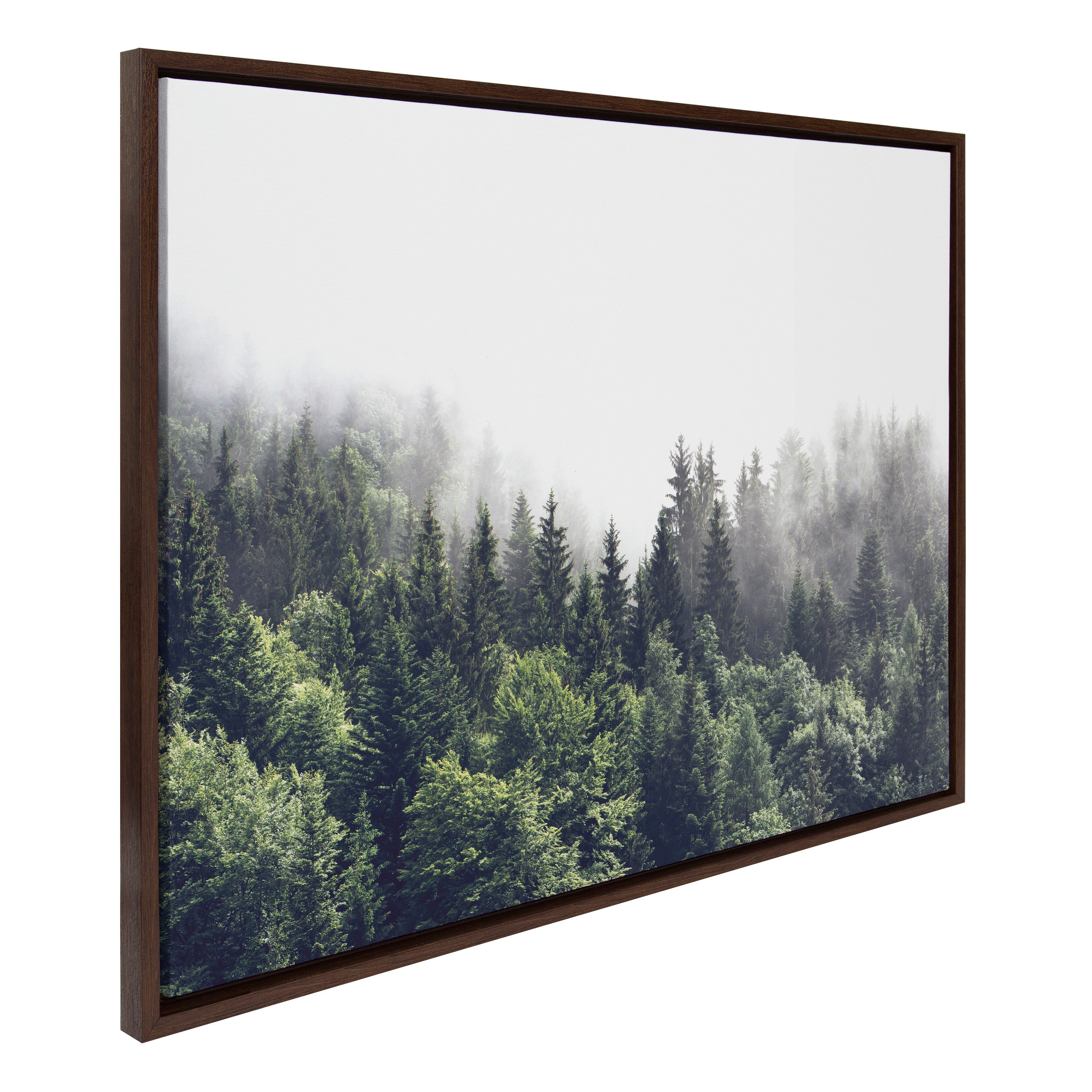 Sylvie Lush Green Forest On A Foggy Day Framed Canvas by The Creative Bunch Studio