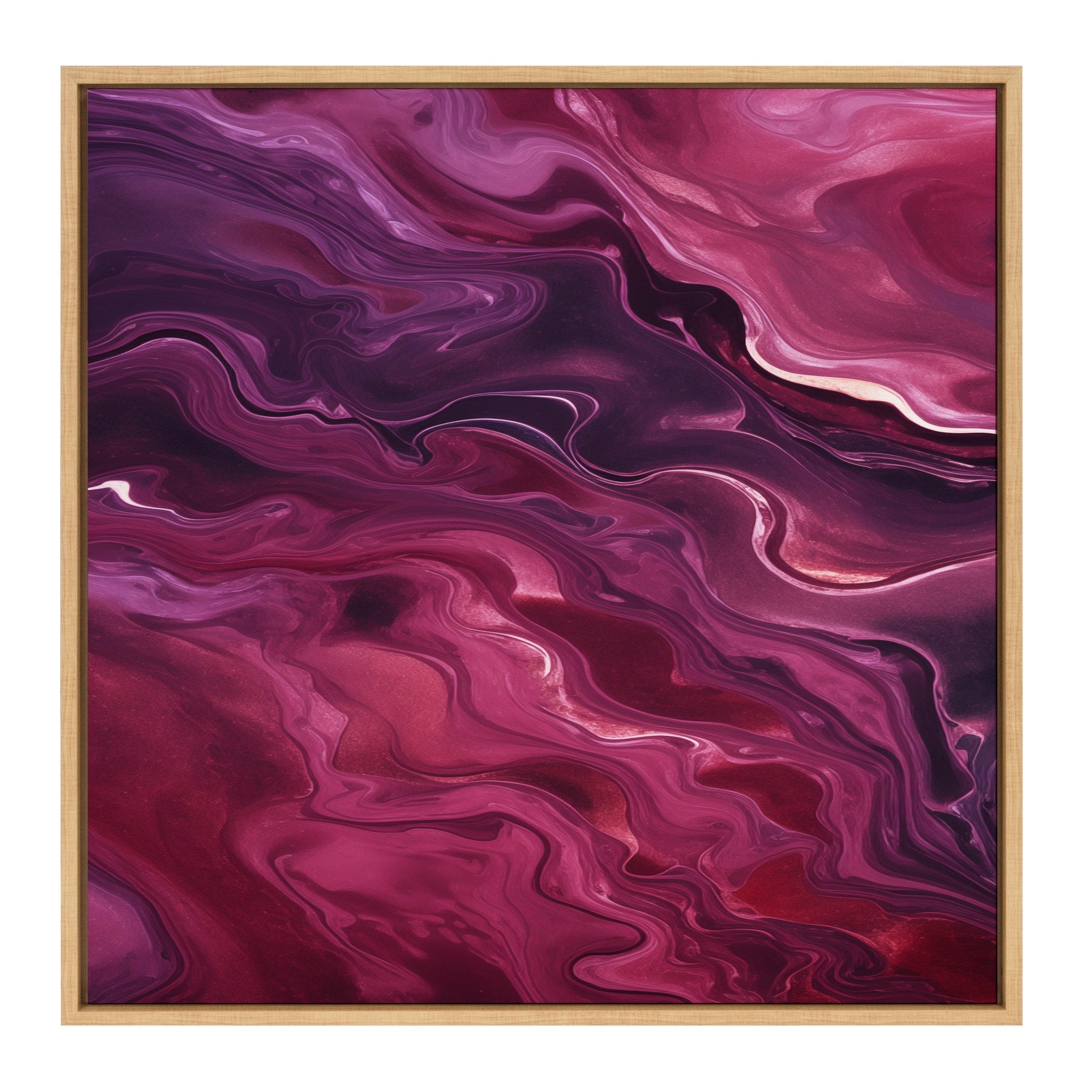 Sylvie Tonal Abstract Purple Plum Framed Canvas by The Creative Bunch Studio