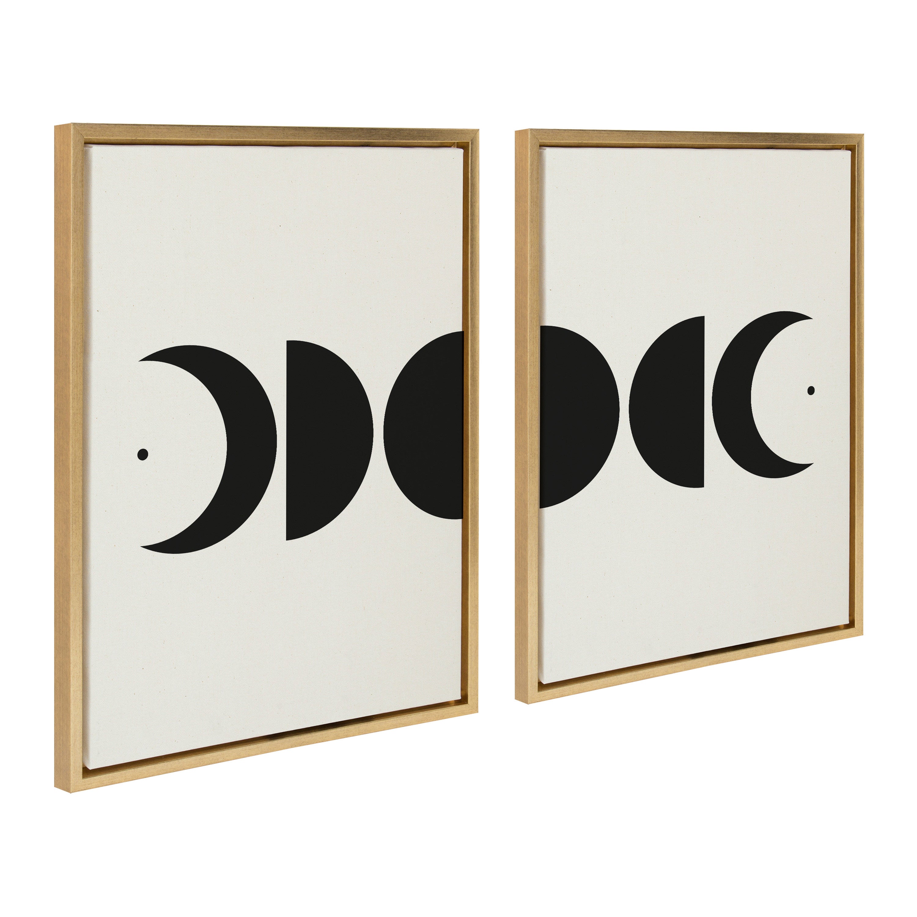 Sylvie Modern Geometric Moon Phases Framed Canvas Set by The Creative Bunch Studio