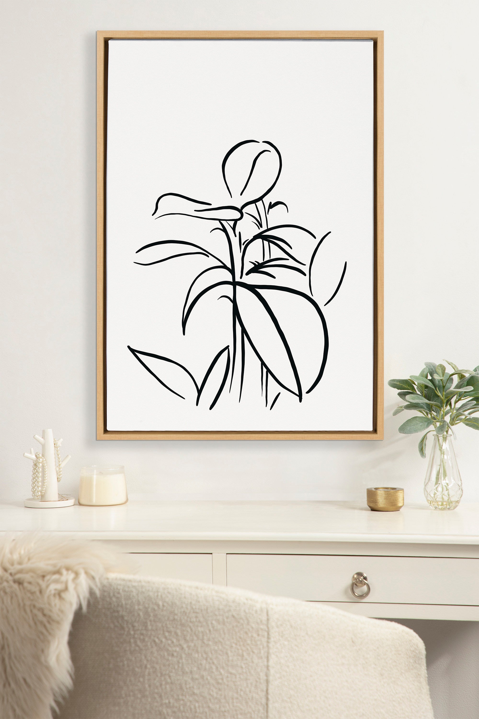 Sylvie Botanical Sketch Print No 1 Framed Canvas by The Creative Bunch Studio