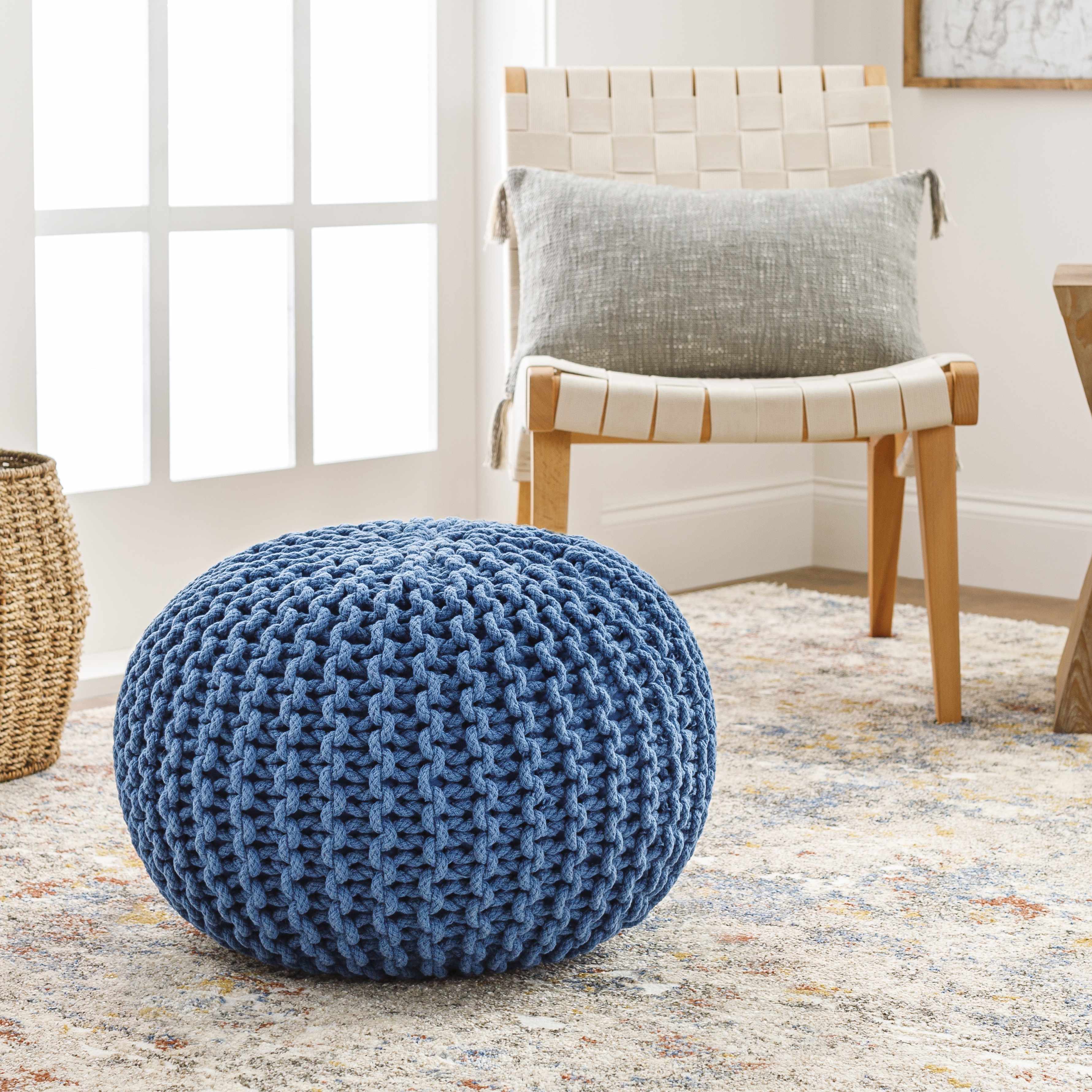 Eisenberg Woven Gray Pouf-4