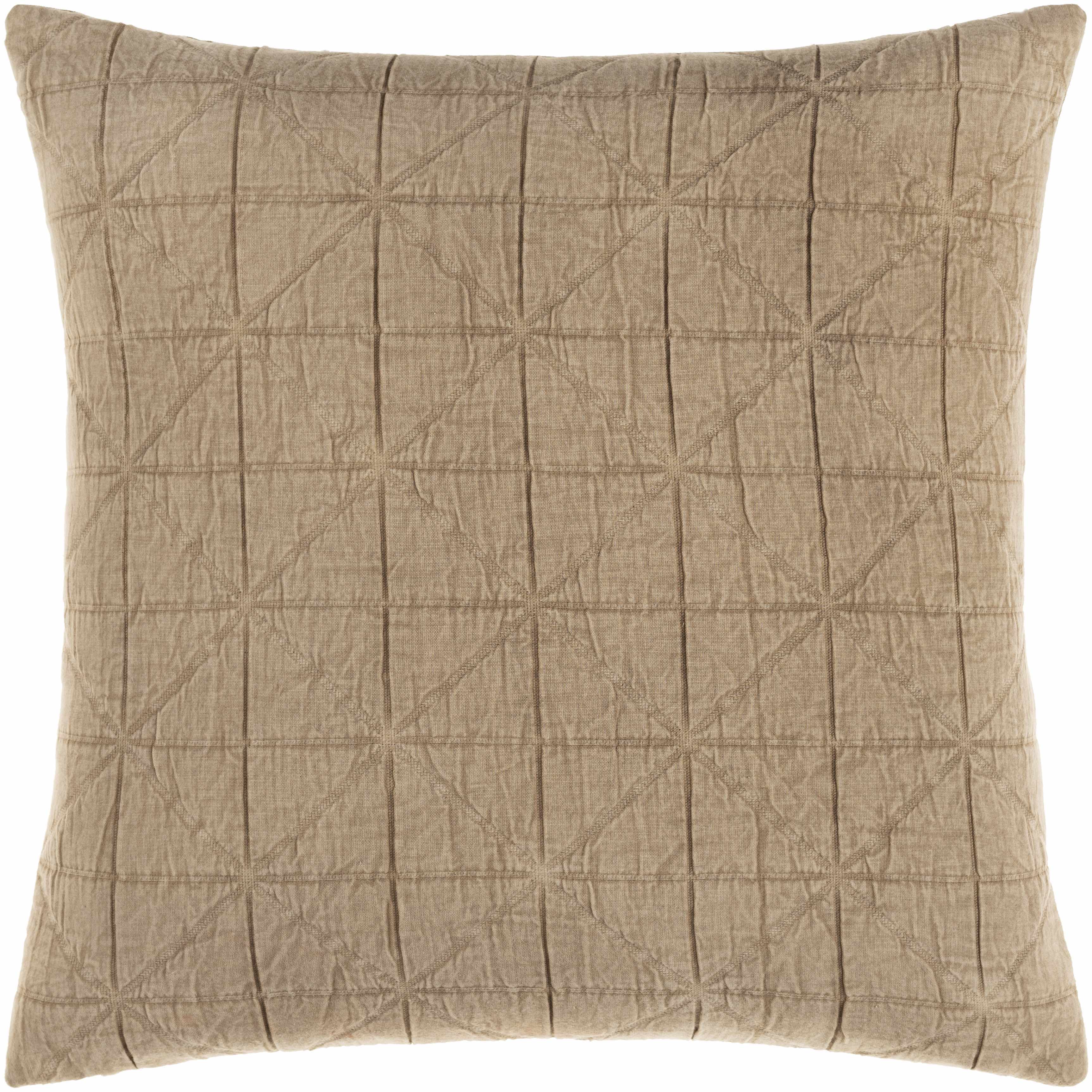 Bevara Beige Natural Textured Woven Cottage Country Cotton Accent Pillow-0
