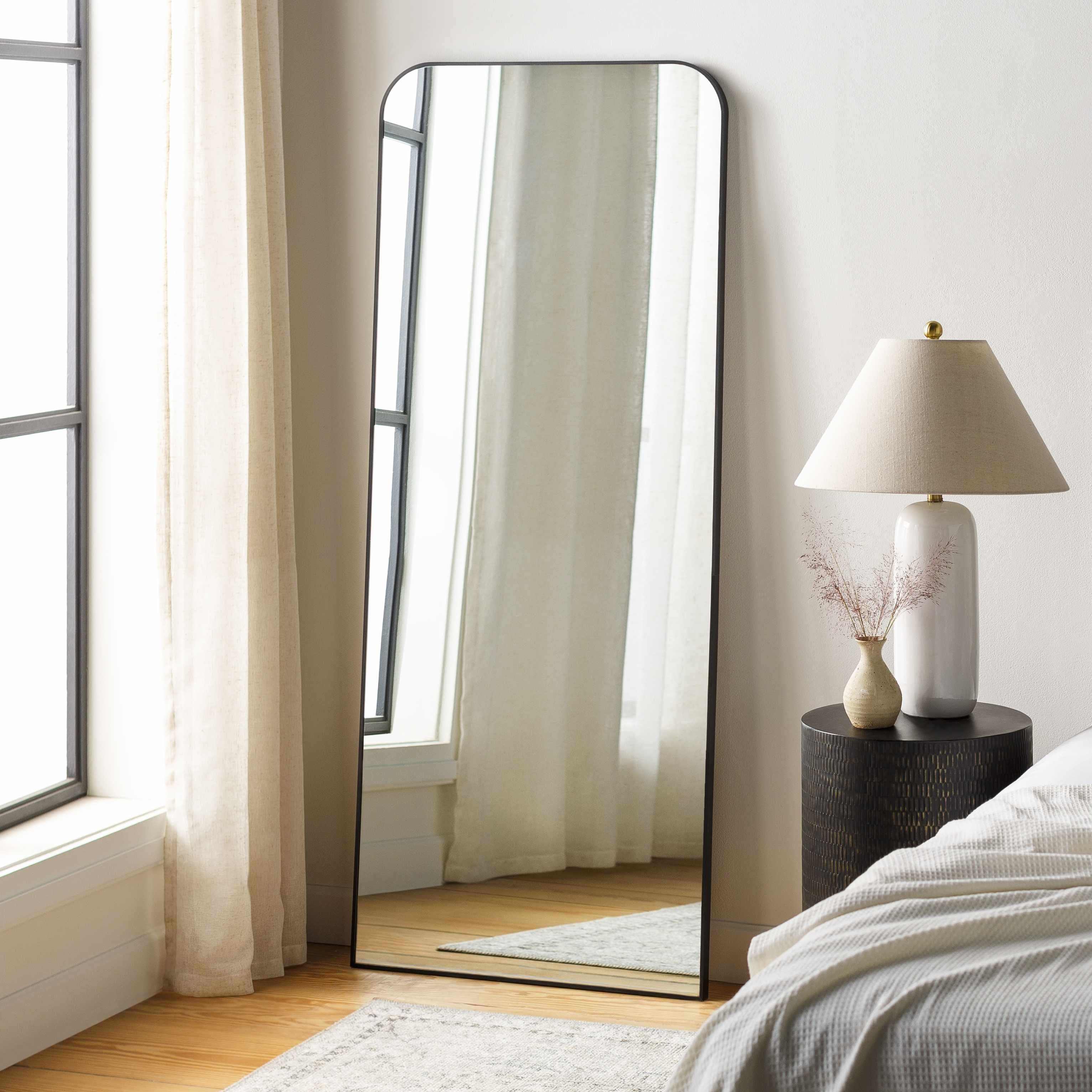 Lavezzola Black Frame Rounded Corners Mirror-0