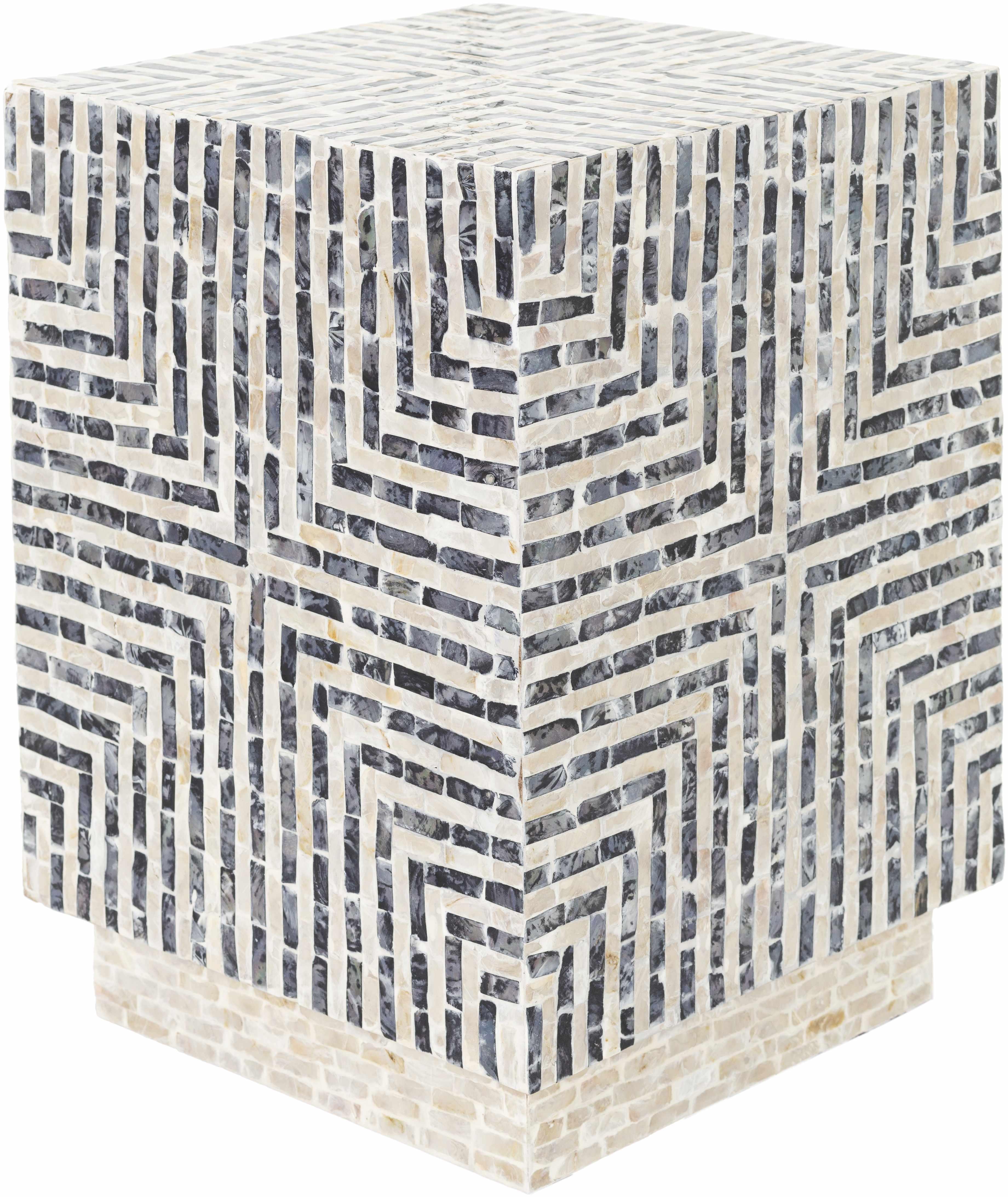 Lipayran Geometric Mosaic Pattern End Table-0