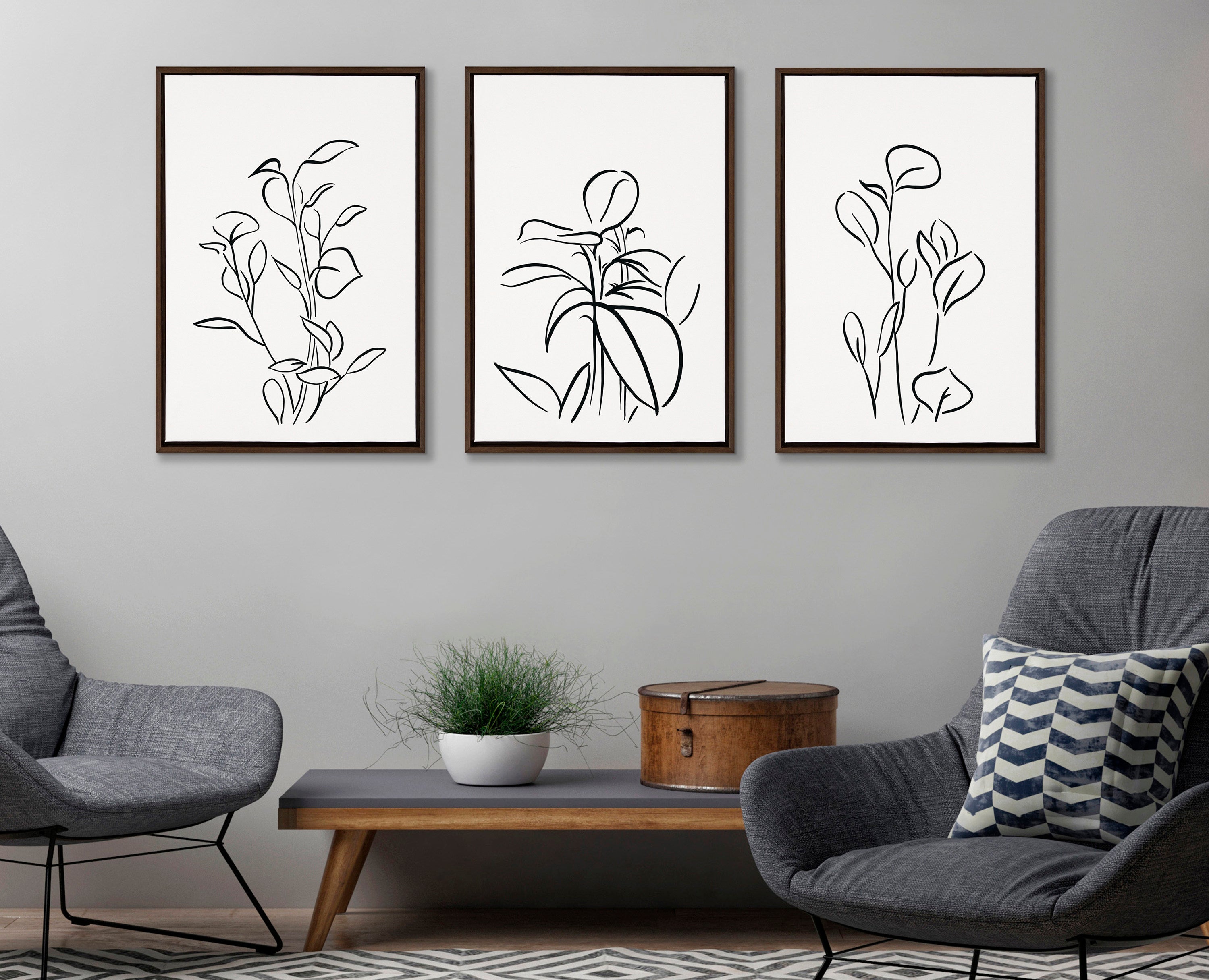 Sylvie Botanical Sketch Print No 1 Framed Canvas by The Creative Bunch Studio