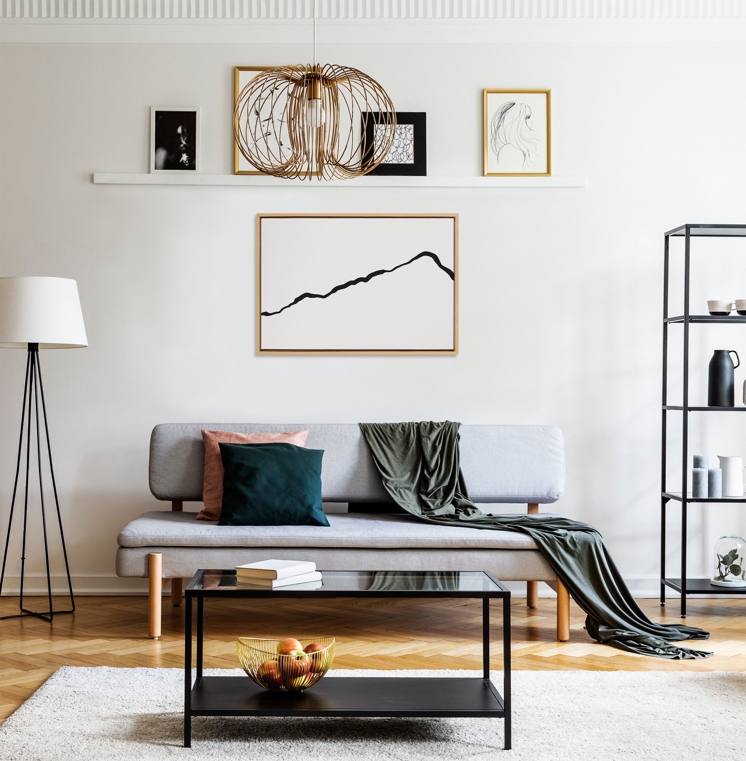 Sylvie Elevated Abstract Minimalist Mountain Landscape Framed Canvas by The Creative Bunch Studio