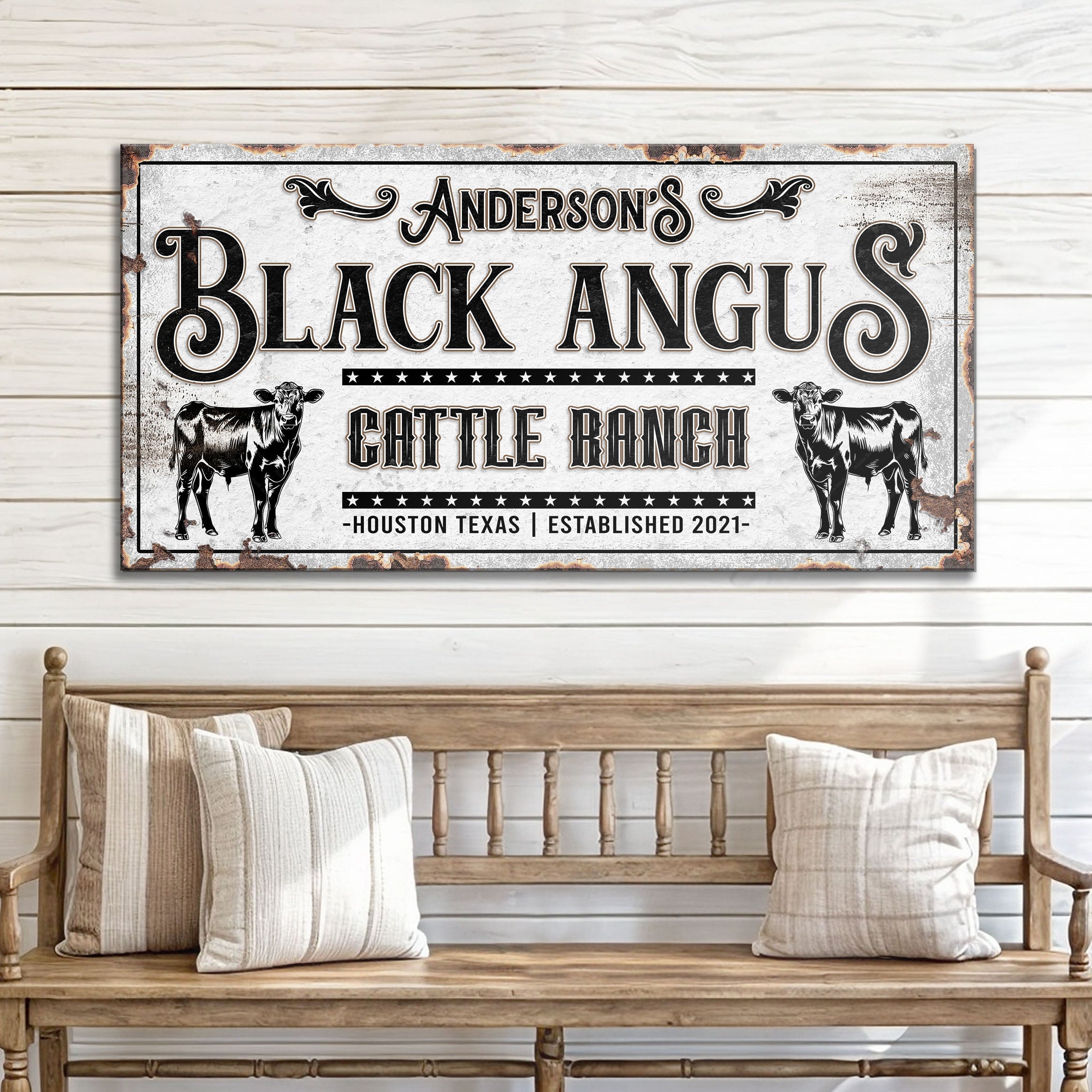 Personalized Black Angus Cattle Sign