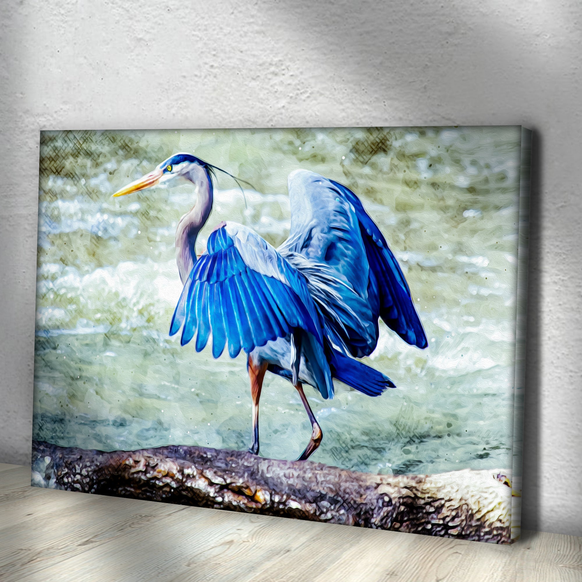 Beach Blue Heron Canvas Wall Art II
