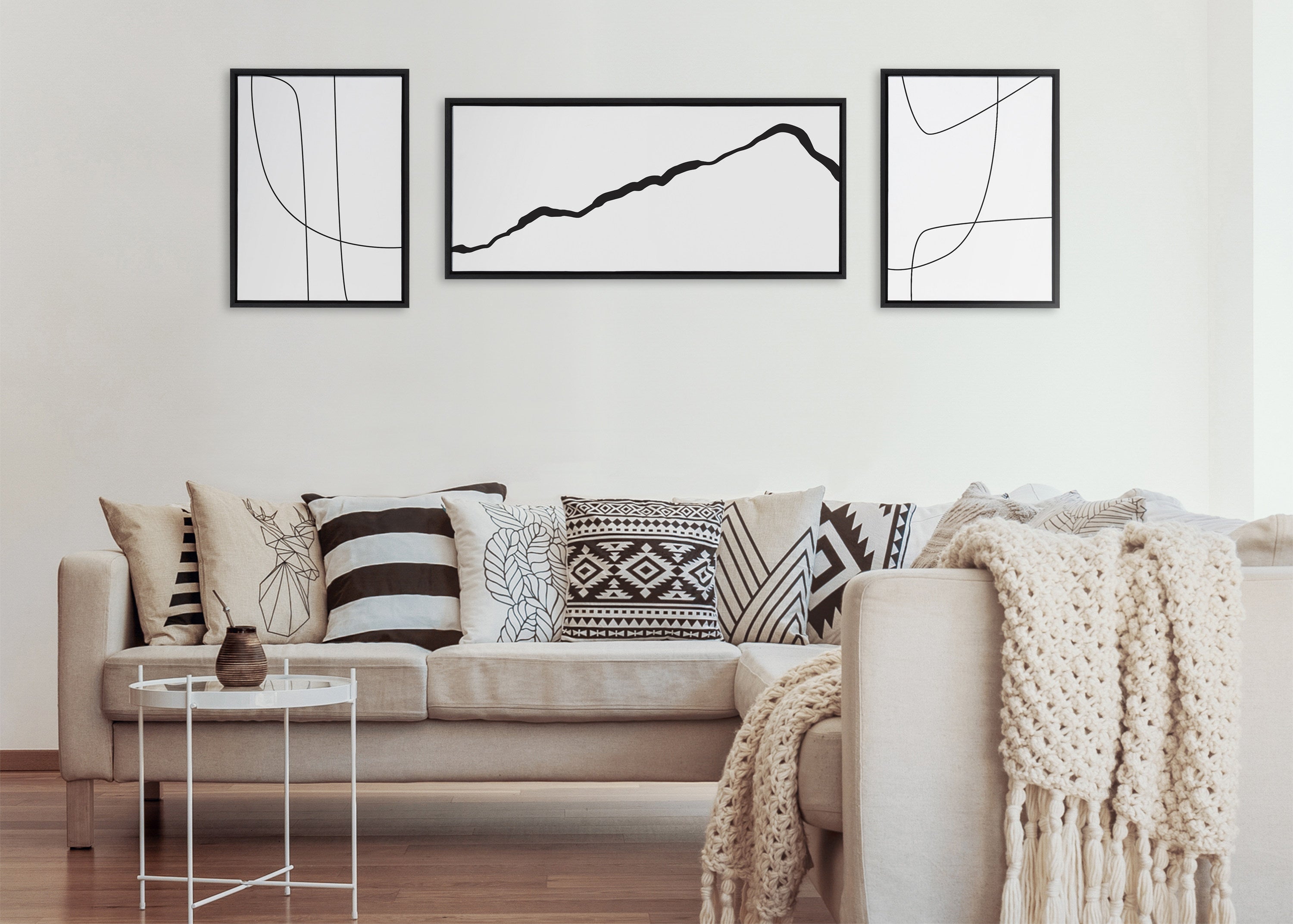 Sylvie Elevated Abstract Minimalist Mountain Landscape Framed Canvas by The Creative Bunch Studio