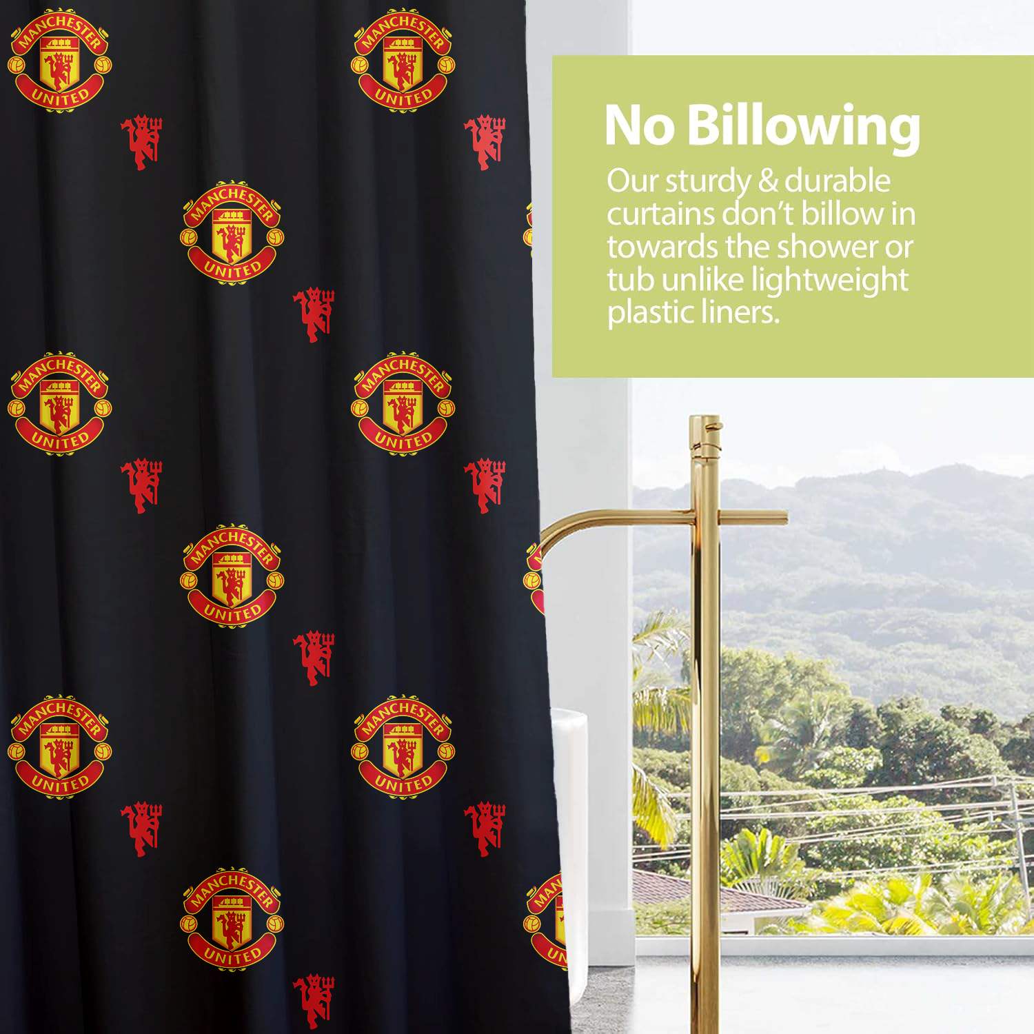 Manchester United FC Shower Curtain | Red & Black | Various Sizes | UK-3