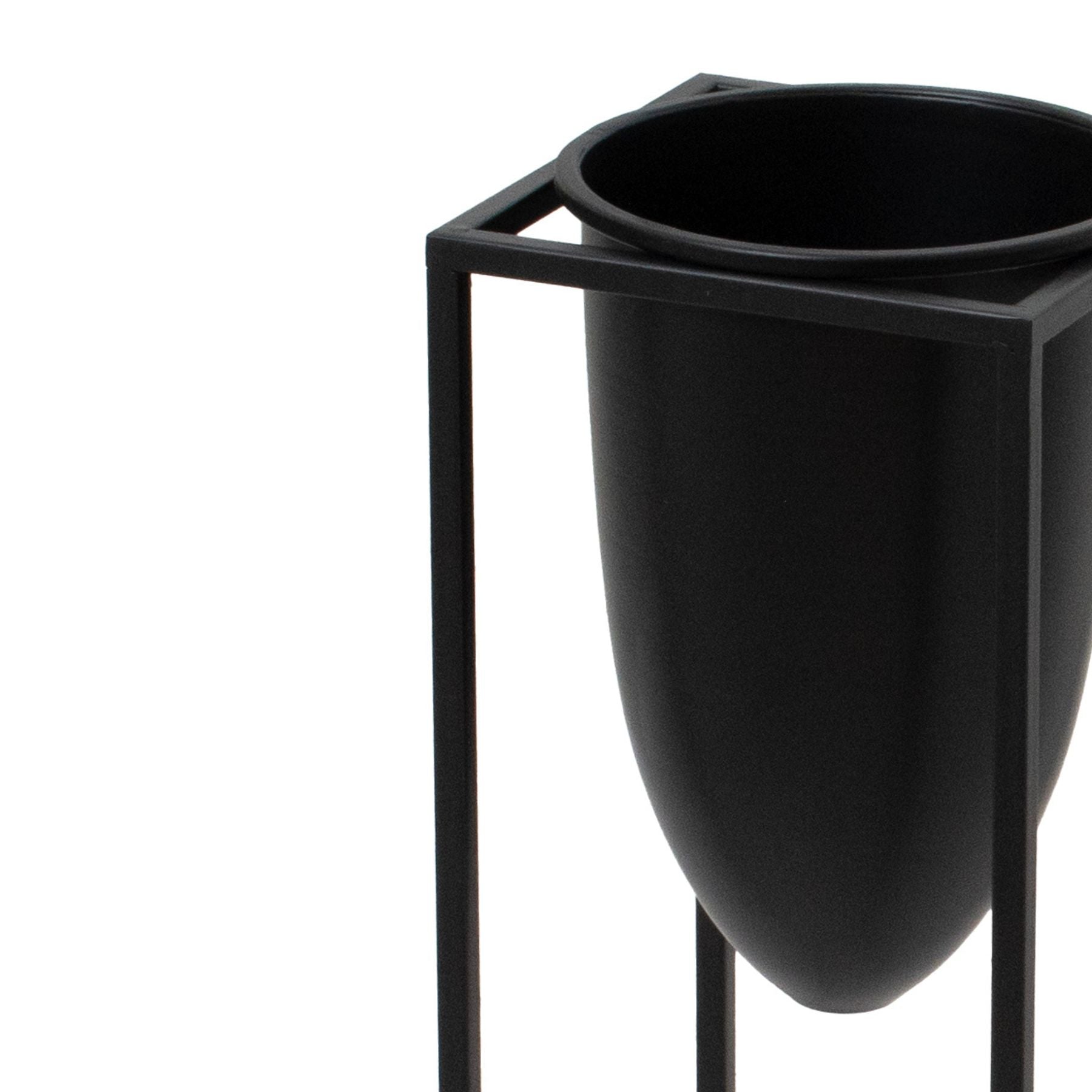 Matt Black Bullet Planter On Black Frame-1