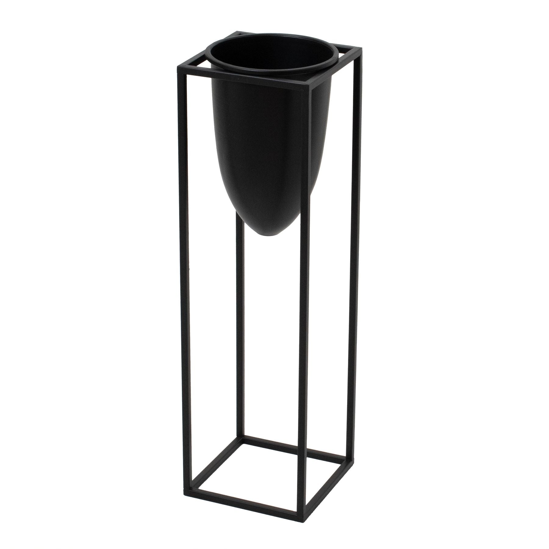 Matt Black Bullet Planter On Black Frame-0