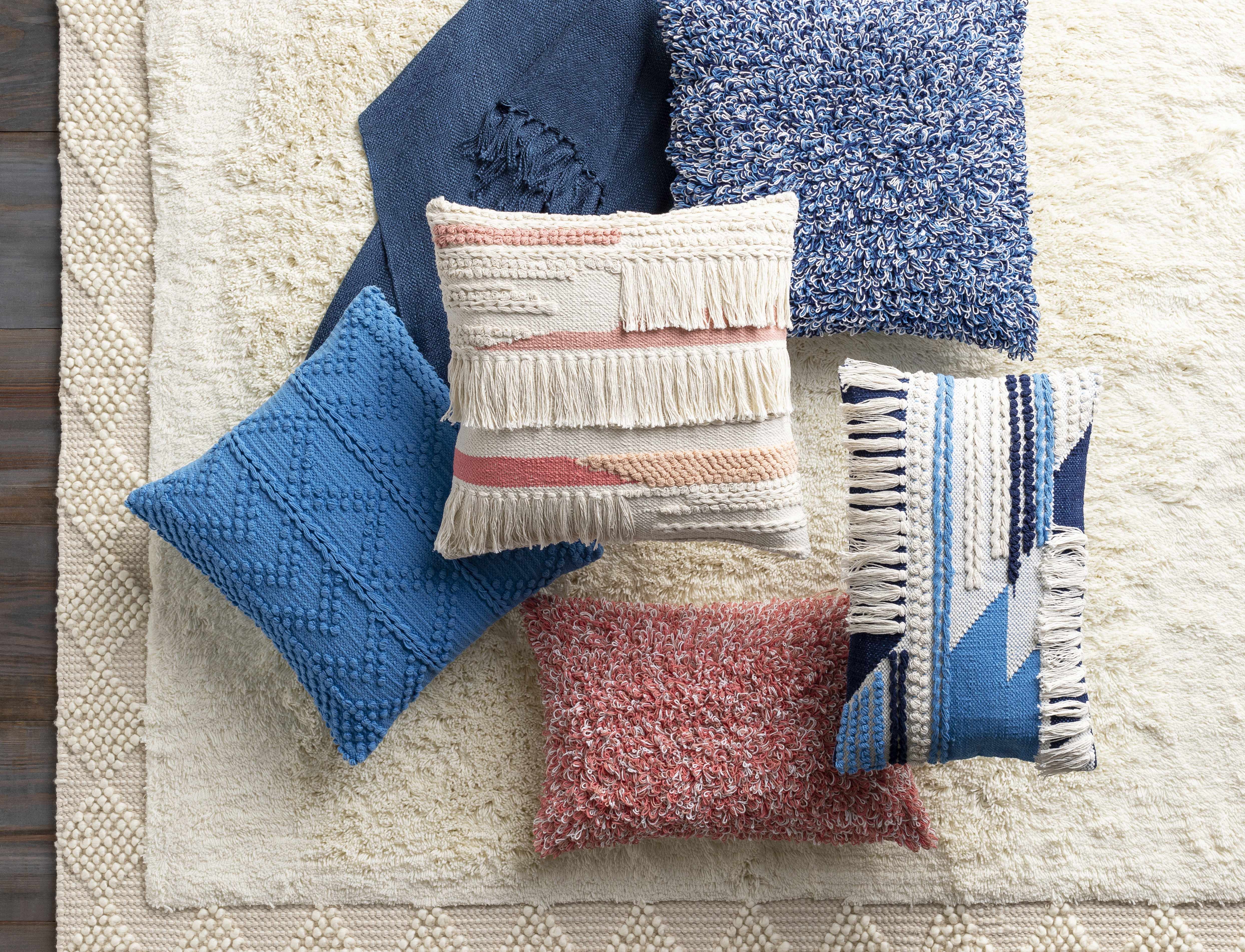 Shoup Beige Pink Textured Throw Pillow-3