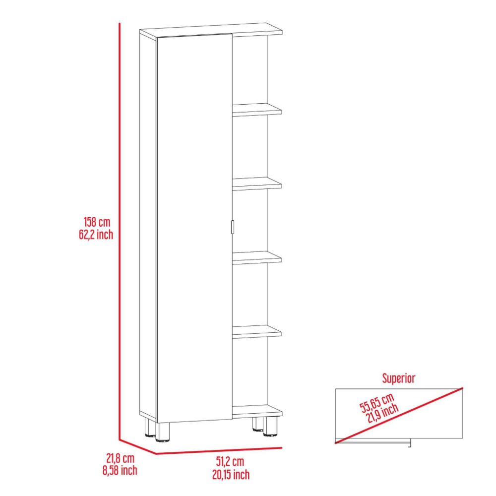 Mirror Linen Cabinet Reno,Four Interior Shelves, Black Wengue Finish-4