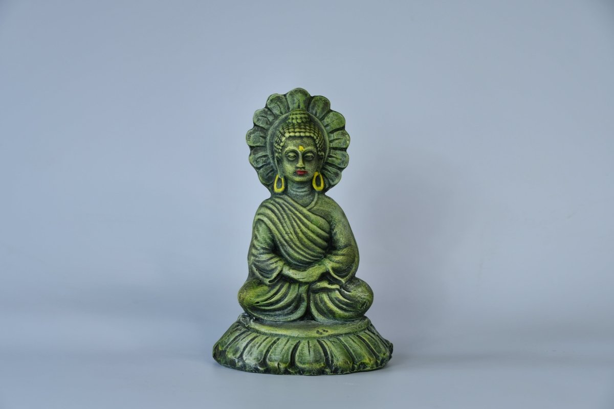 Handcrafted Terracotta Sitting Buddha: Artisan Home Decor by Sowpeace-3