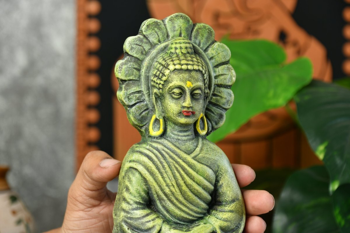 Handcrafted Terracotta Sitting Buddha: Artisan Home Decor by Sowpeace-1