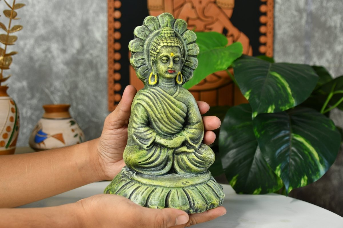 Handcrafted Terracotta Sitting Buddha: Artisan Home Decor by Sowpeace-2