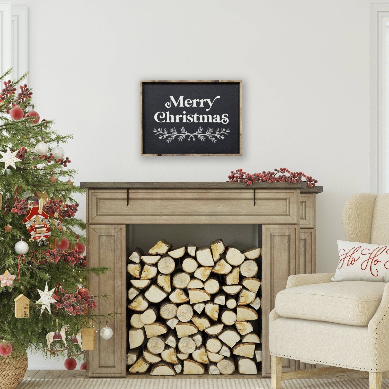 Merry Christmas (18"x24") Wood Sign-2