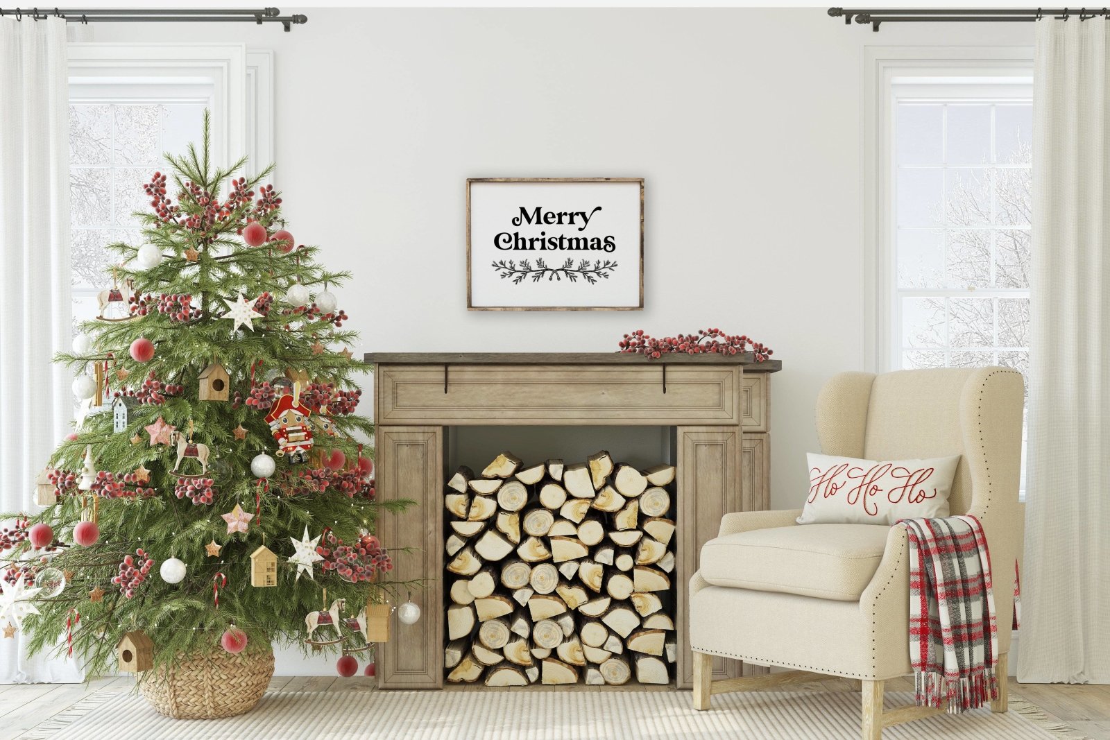 Merry Christmas (18"x24") Wood Sign-4