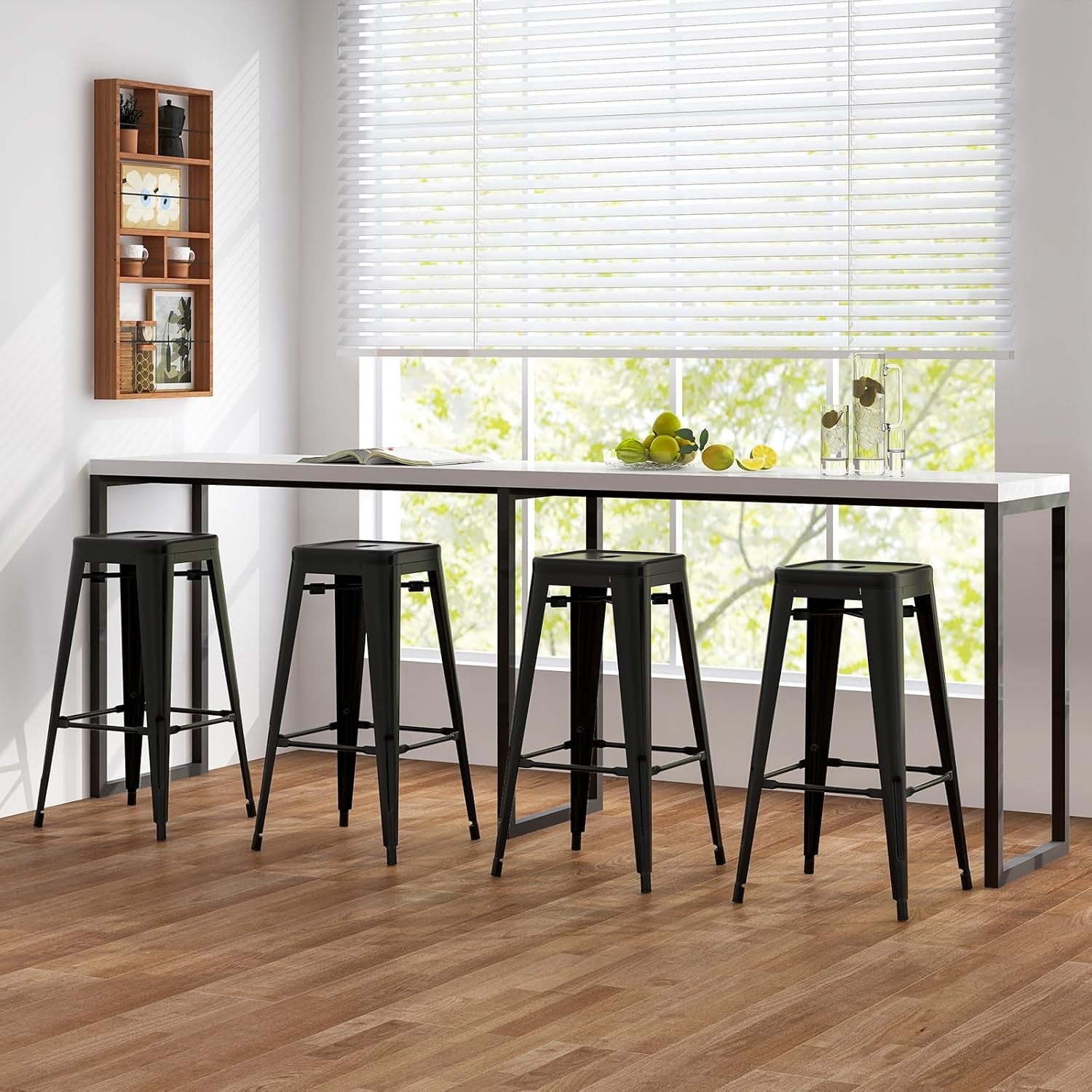 Backless Bar Stools 30 Inch Black Set Of 4 Stackable
