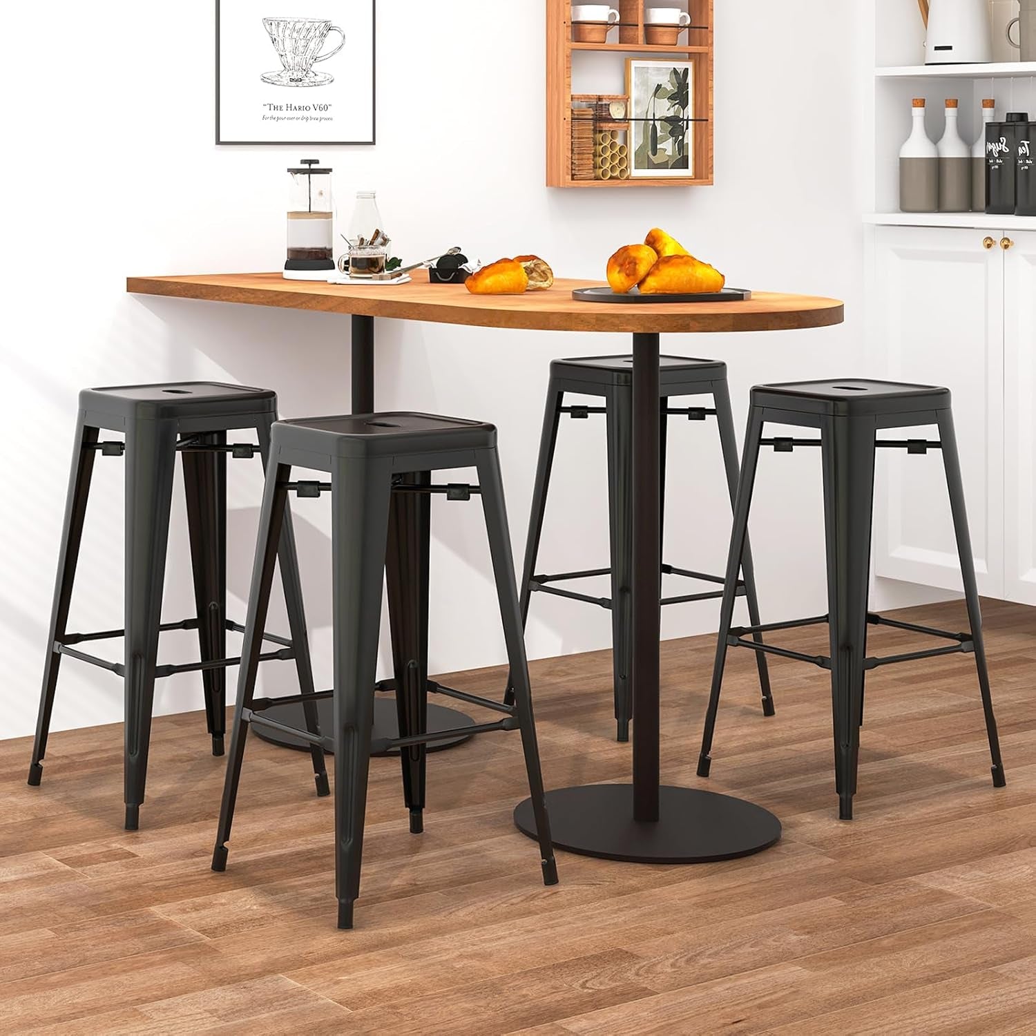 Backless Bar Stools 30 Inch Black Set Of 4 Stackable