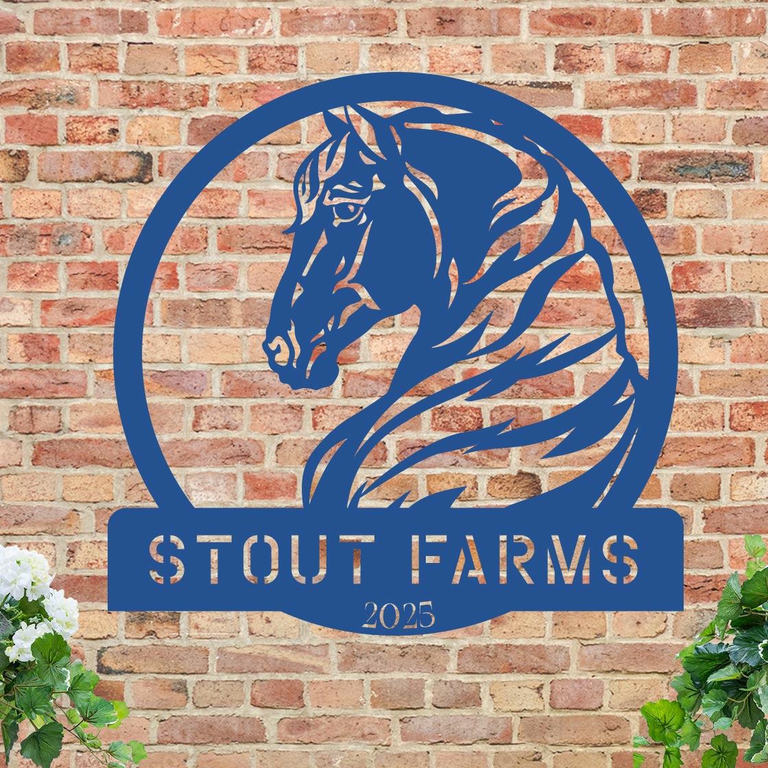 Metal Horse Farm Sign w Year-1