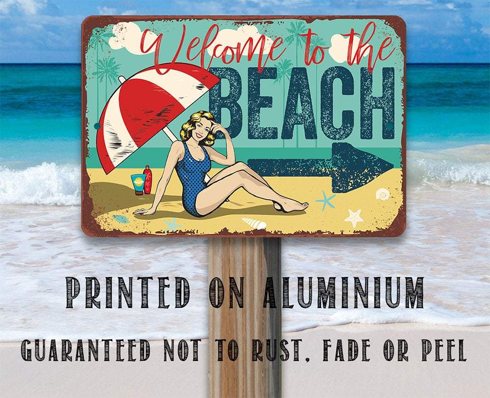 Beach Directional (Right) - Metal Sign