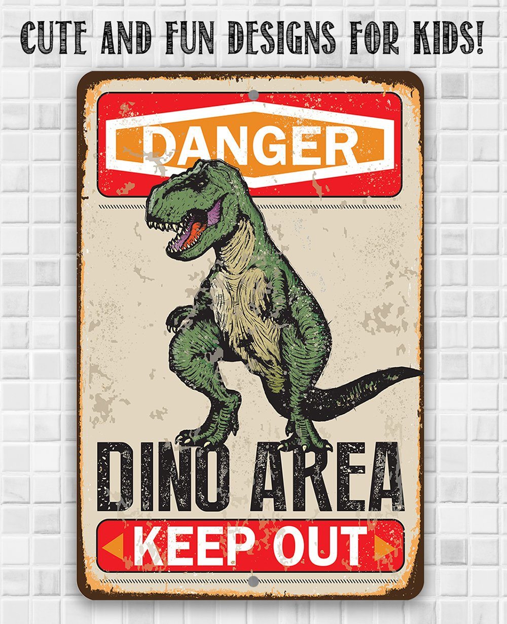Danger Dinosaur Area Keep Out - Metal Sign