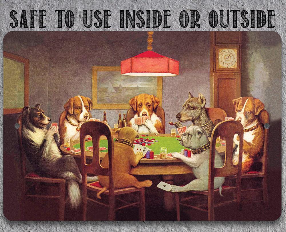 Dogs Playing Poker - Metal Sign
