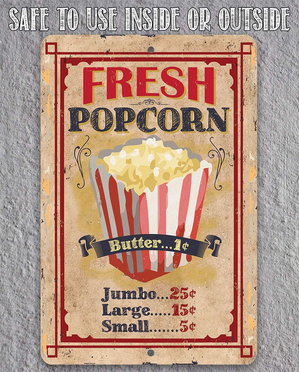 Fresh Popcorn - Metal Sign