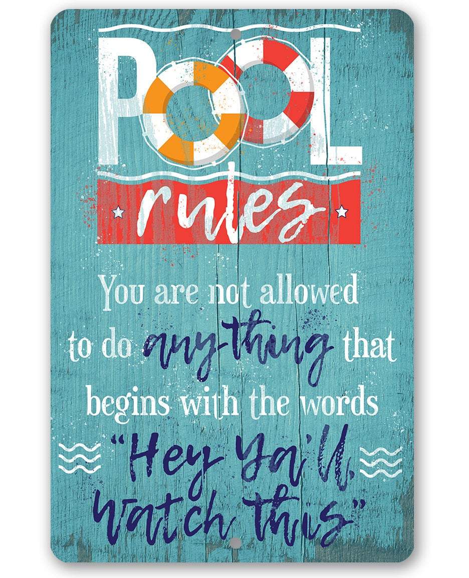 Pool Rules - Metal Sign