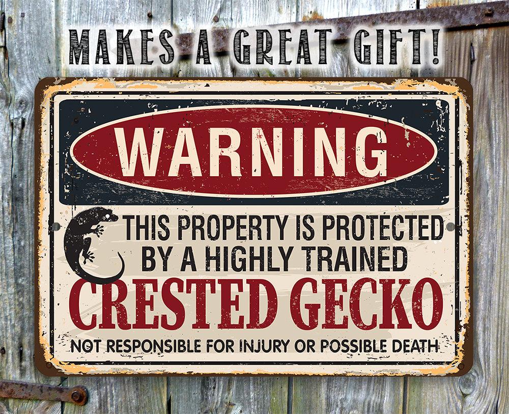 Property Protected By Crested Gecko - Metal Sign